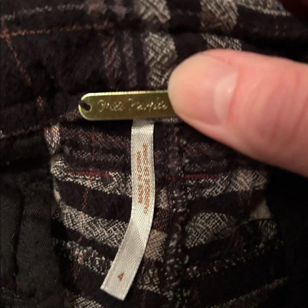 Free People Black and White Plaid Pants with Subtle Brown Accents - Picture 2 of 3